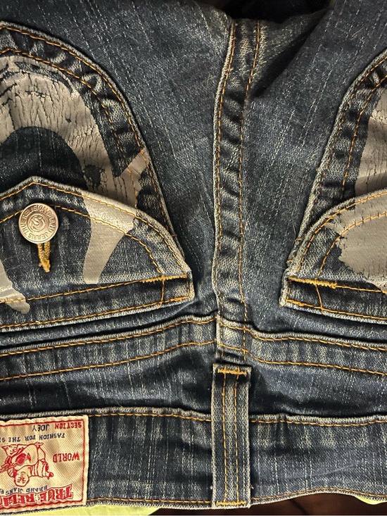 True Religion Denim - True Religion Y2K "Joey" Metallic Horseshoe Flap Pocket Jeans Size 24
Woman’s